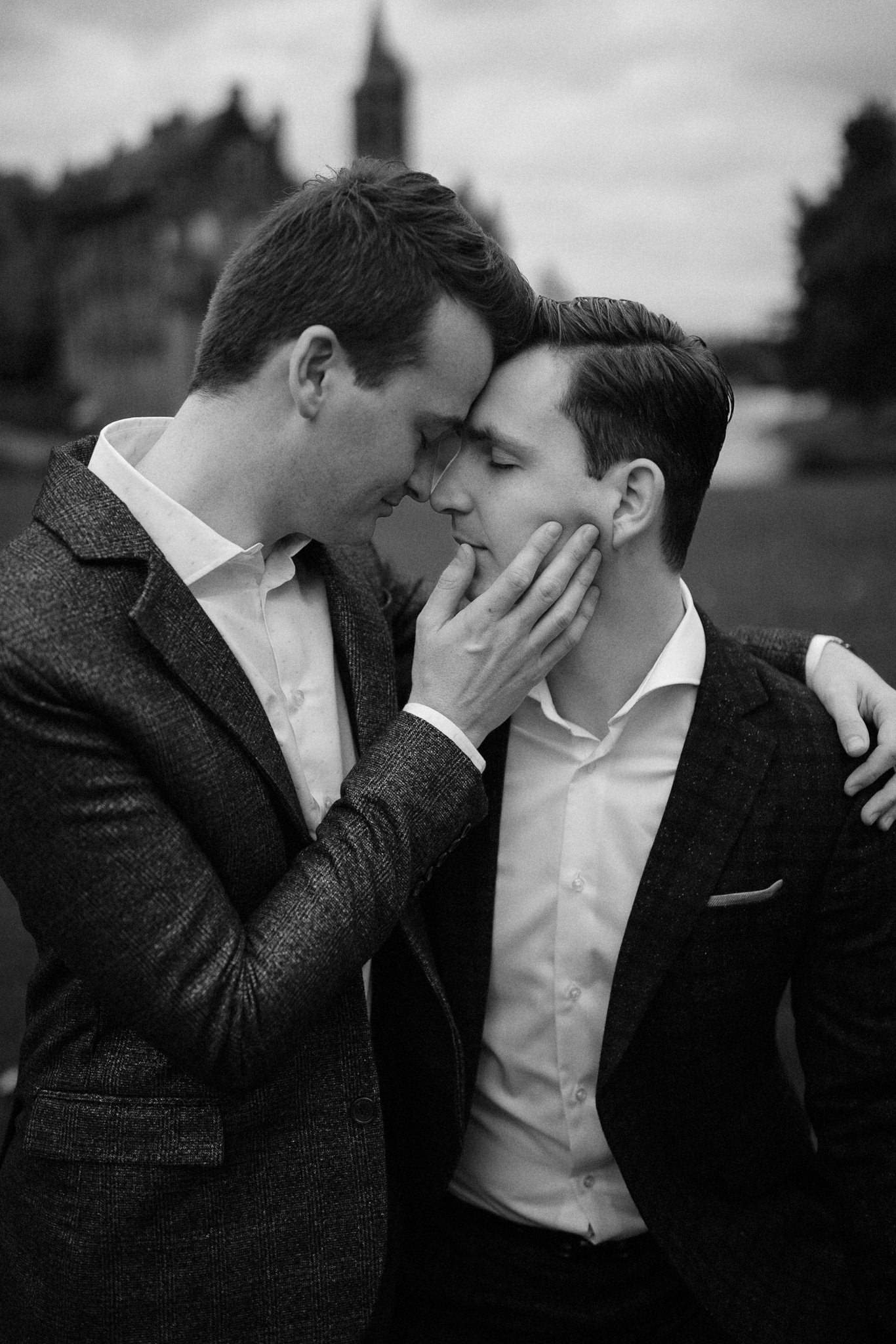 An intimate moment from an engagement session in Antwerp.